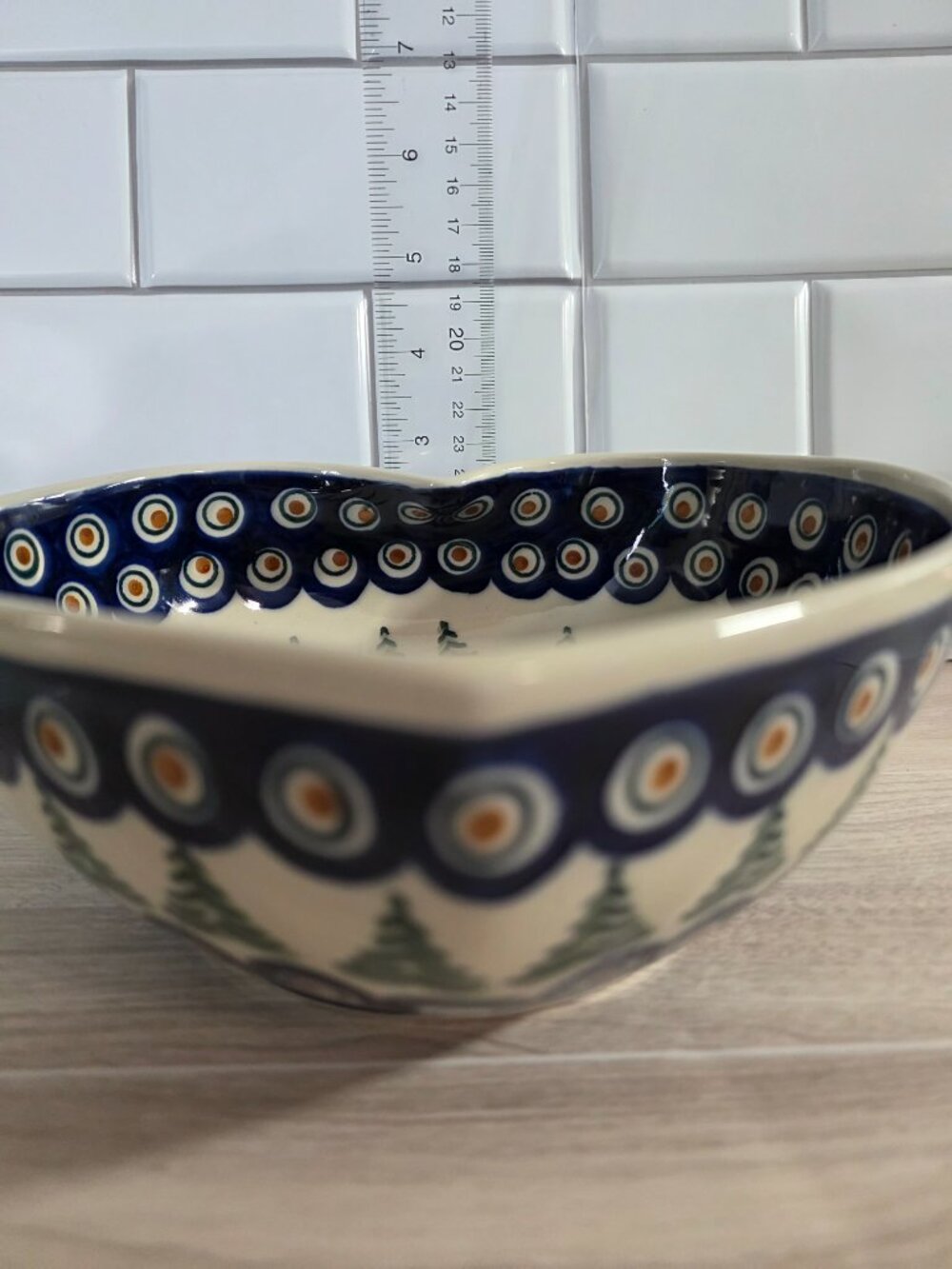Original Polish Pottery 8"  Heart-Shaped Bowl Hand Made in Poland #200 - Picture 6 of 12